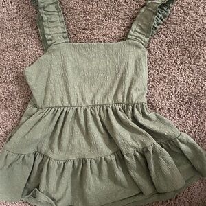 Green Sleeveless Ruffled Top